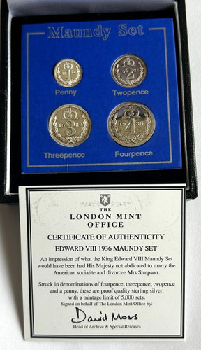 1936 maundy silver set edward - maundy,