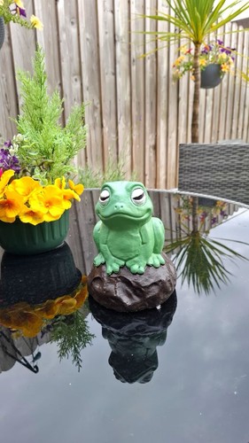 Concrete garden frog statue - concrete,