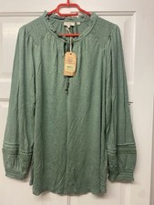 Fat Face Women's Green Top Size 10 With Elastic Details