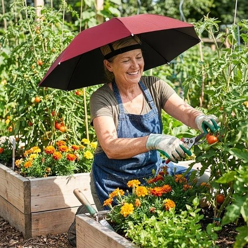Hands free head umbrella - head,