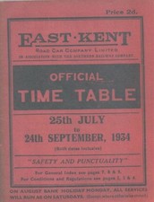 East Kent Road Car Co Timetable 25.7.1934 -24.9.1934
