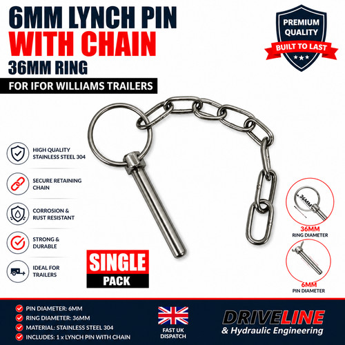 6mm lynch pin with chain - 6mm,
