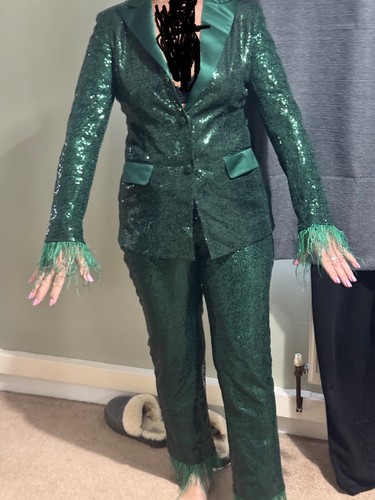 Green sequin trouser suit - green, with