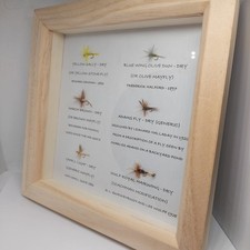 Trad' Trout Dry Fly Picture. Real Trout flies set in a 1" deep Pine box frame.