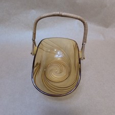 Vintage 1935 Walther & Sohne Art Deco Brown Amber Glass 'Viktoria' Basket Bowl 