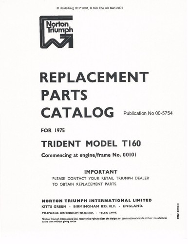 Triumph parts manual - book, 1975