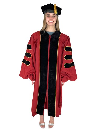 Wine doctoral gown - gown, w/gold