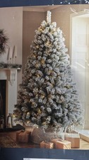7ft Flocked Pre-Lit  Snowy Christmas Tree- New Other