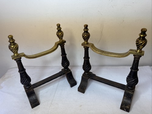 Brass iron fire dogs - iron,