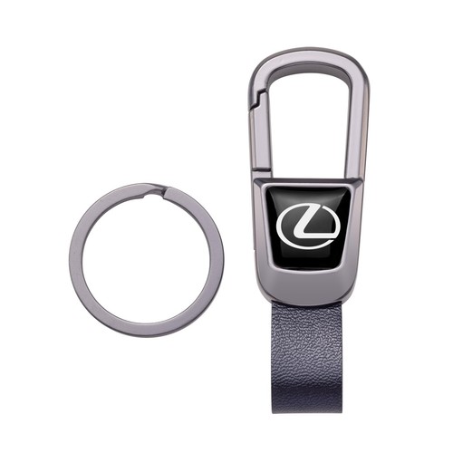 Leather car keychain - leather, ring