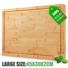 Large Chopping Board Wood Solid Bamboo Wooden Cutting 45x30x2cm Kitchen Serving