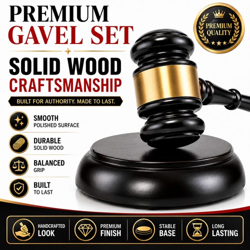 Wooden auction gavel set - set, with