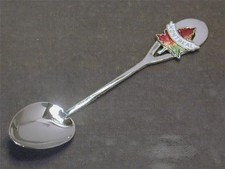 Montreal Canada Enameled Maple Leaf Sterling 3 7/8” Souvenir Spoon Silver 925