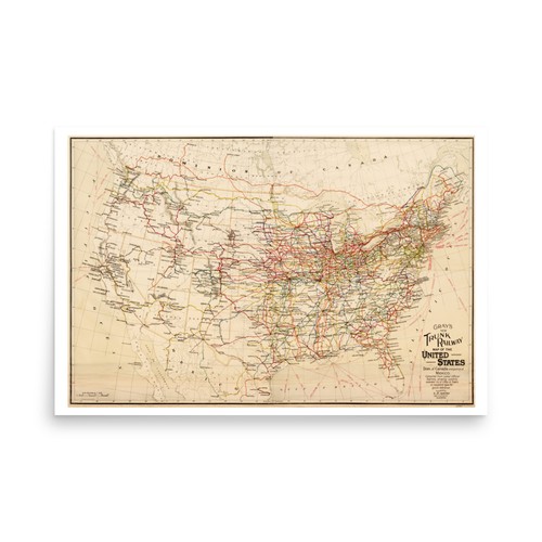 Vintage railway map - us,