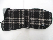WOODLANDS 28" SMALL GREYHOUND COAT OUTER BLACK CHECKED FLEECE  GREY FLEECE LINED