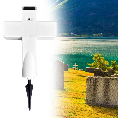 Solar cross grave light - grave, white