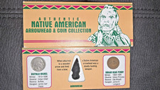 Rare, Authentic Native American Arrowhead & coin collection with COA