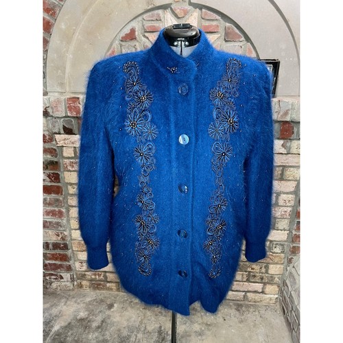 Sweater coat fuzzy beaded - fuzzy,