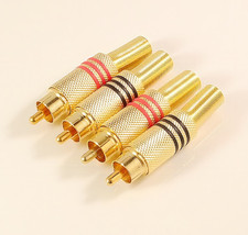 4-Pack RCA Solderless DIY Audio Male Plugs Terminal Black & Red Spring Coax