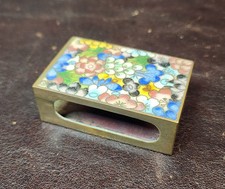 Antique Chinese Floral Cloisonné on Copper Matchbox Holder, Early 20th Century