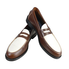 Duke Dexter Shoes Wilde Penny Loafers Brown White Handmade UK 12 Designer
