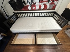 Black Wooden Single Bed with