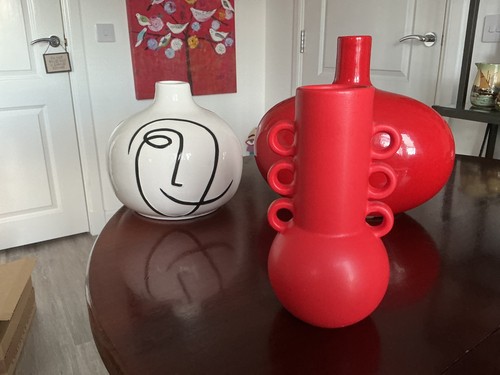 Red ceramic six - red, ceramic,