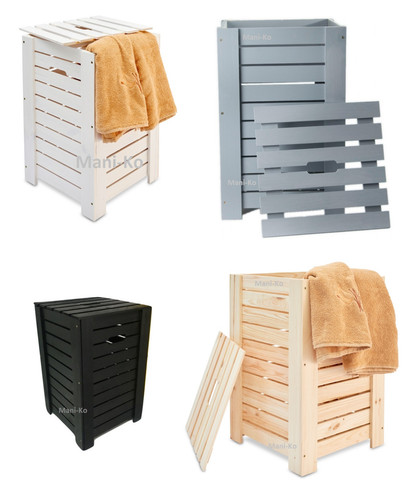 Wooden basket dirty clothes - wooden,