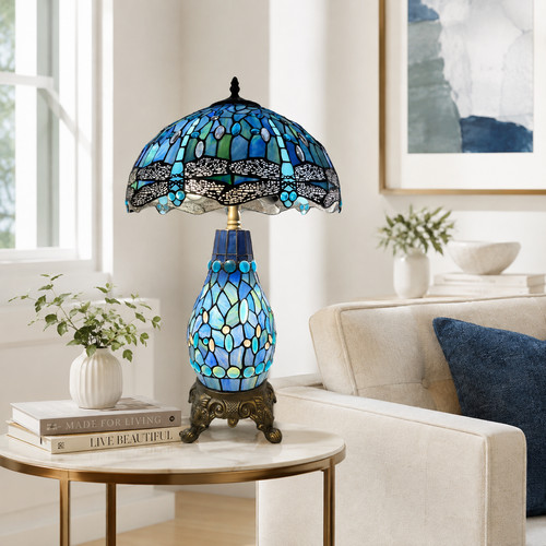 Tiffany style blue dragonfly - style,