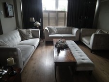 Suite - 3 Seater & 2 Seater sofas, Cuddle Chair, Footstool and 4 feather cushion