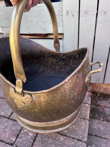 Vintage hammered brass coal - hammered,