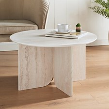 Round Travertine Finish Coffee