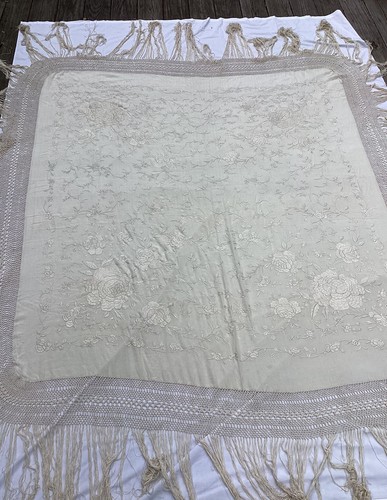 Antique vtg large silk floral - antique,