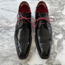Jeffrey West Polished Black, Red Laced Brogue Formal Shoes Size 10