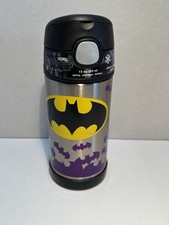 THERMOS FUNTAINER Batman Kids Insulated SS Water Bottle w/Straw-12 Ounce