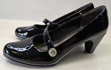 Pavers Black Patent Heeled Shoes with Silver Coloured Decoration UK Size 5 F298