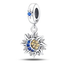 Star and Moon Pendant Charm For European Bracelets S925 Sterling Silver