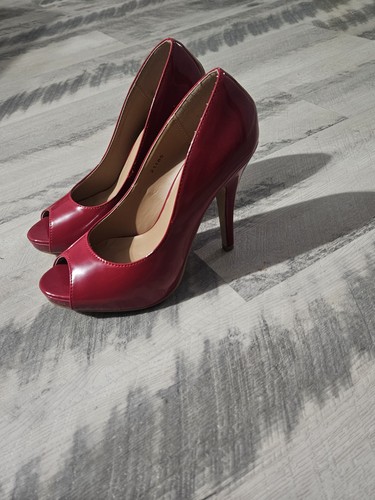 Red patent peep - red, stiletto