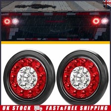 2x Red & White 16 LED Round