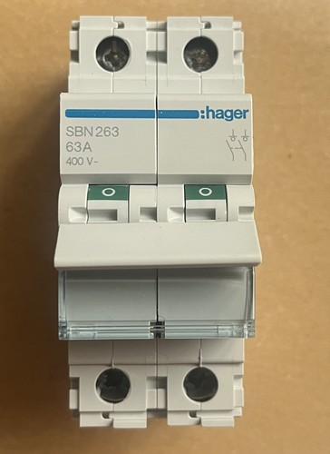 Hager 63a double pole - double, (dp)