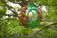 Handcrafted glass bird feeder