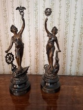 Two Bronzed Spelter Figures - Commerce and Industry 