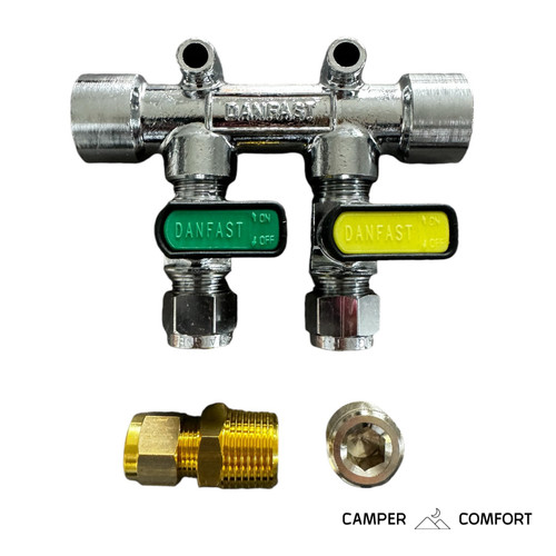 Way gas manifold 8mm - 2,