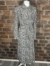 WHISTLES CREAM/BK/TAUPE OCELOT MIDI SHIRT DRESS SIZE 8 NWOT