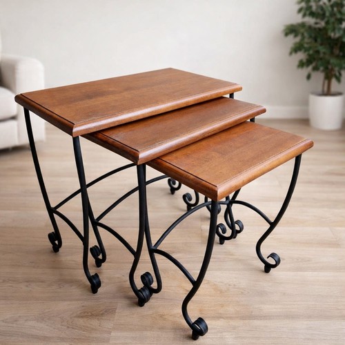 Rustic nest tables solid - rustic,