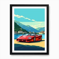 A Ferrari F40 Car In The Lake