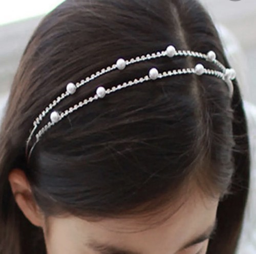 Double strand silver pearl - double,