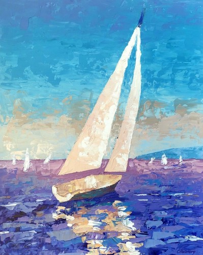 Boat painting nautical art - painting,