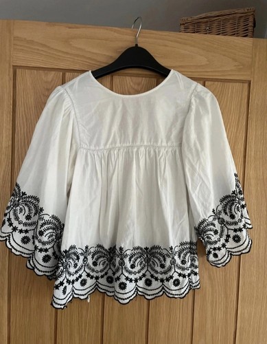 Zara white black embroidered - &,