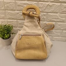 Womens Russell & Bromley Canvas & Leather Sand Handbag Backpack Rucksack Bag